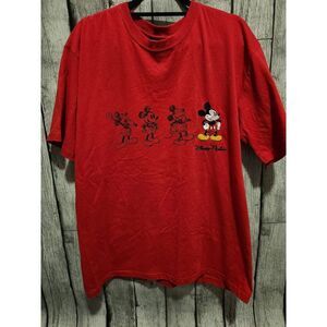Disney Mickey Mouse Red‎ Shirt with Graphic Design & Embroidered Mickey
